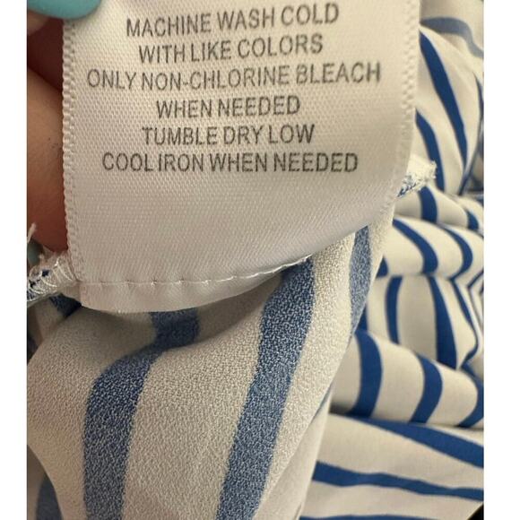 ModCloth Blue & White Nautical Striped Draped Sleeveless Blouse Women’s Size M - Picture 5 of 5